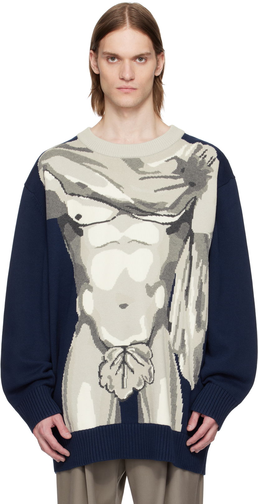 Sweater Charles Jeffrey Loverboy Charles Jeffrey LOVERBOY Bust Graphic Sweater Mørkeblå | 54091001