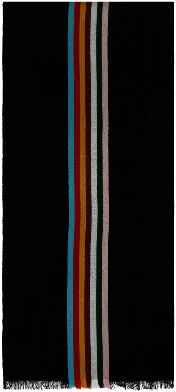 Tørklæde Paul Smith Paul Smith Central Stripe Scarf Sort | M1A-150C-J324-79-0, 0