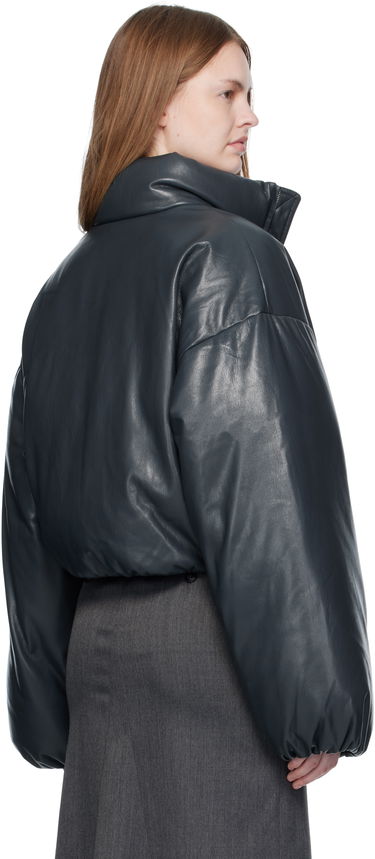 Puffer jakke Nanushka Nanushka Lilima Cropped Vegan Leather Puffer Jacket Sort | NW25PFJK01655, 2