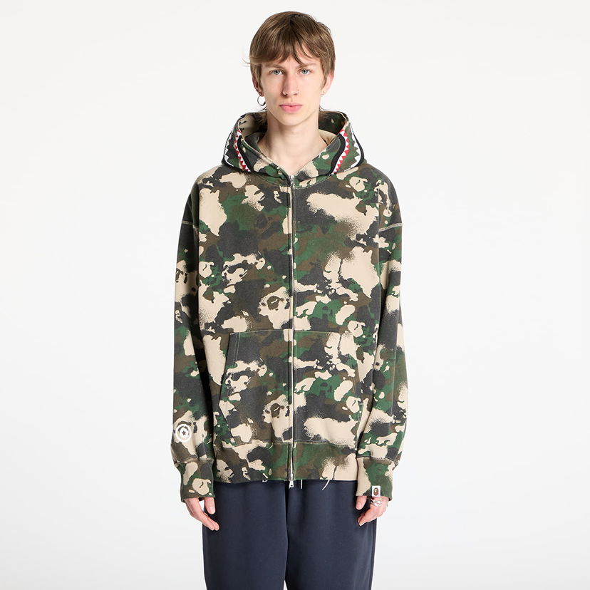 Sweatshirt BAPE A BATHING APE Map Camo Shark Relaxed Fit Full Zip Hoodie Grøn | 001ZPL301001MGRN