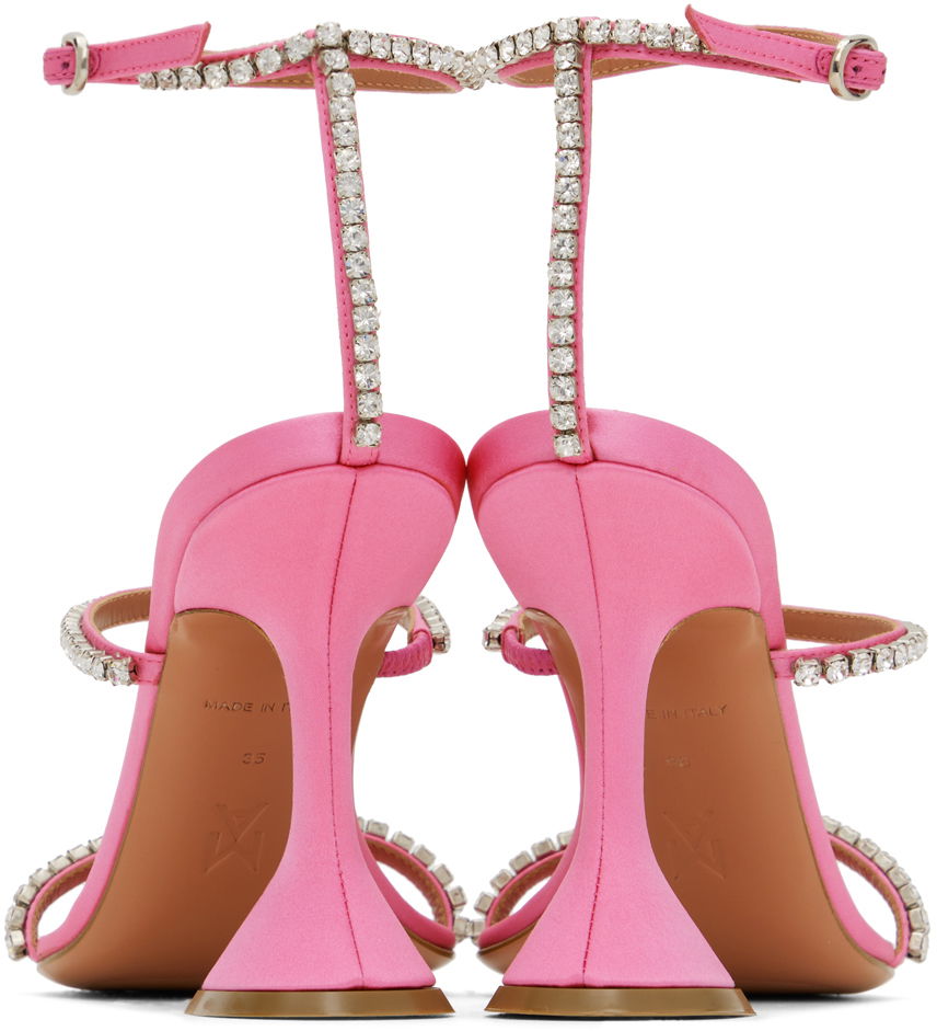 Skopleje Amina Muaddi Amina Muaddi Gilda Crystal-Embellished Heeled Sandals Lyserød | GILDA SANDAL CL SATIN, 1