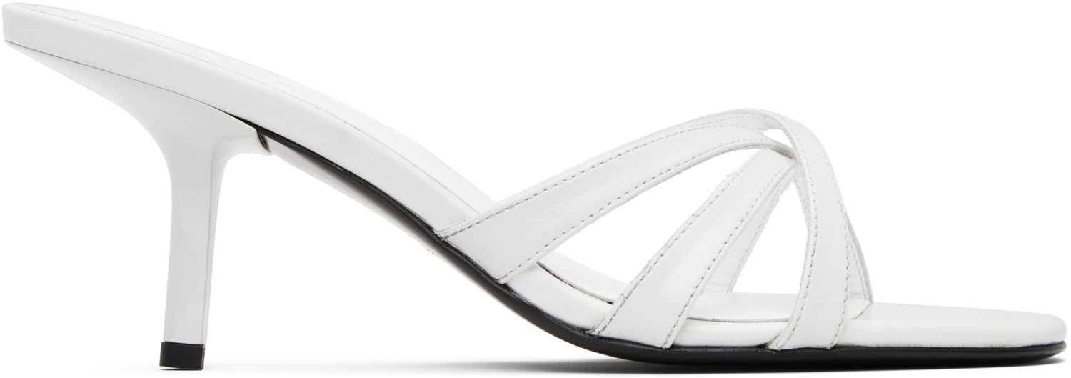 Skopleje BY FAR BY FAR Julie Creased Calf Leather Heeled Sandals Hvid | MWFHO020CL034WH025PL, 0