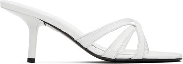 Skopleje BY FAR BY FAR Julie Creased Calf Leather Heeled Sandals Hvid | MWFHO020CL034WH025PL, 0