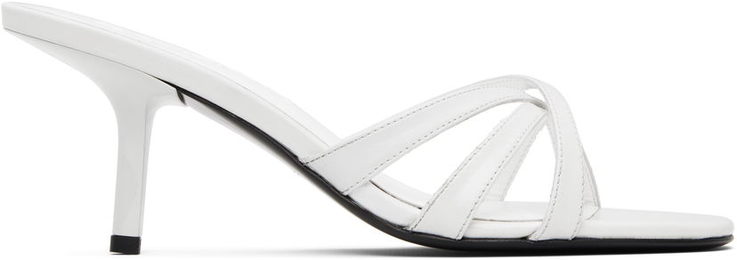 Skopleje BY FAR BY FAR Julie Creased Calf Leather Heeled Sandals Hvid | MWFHO020CL034WH025PL