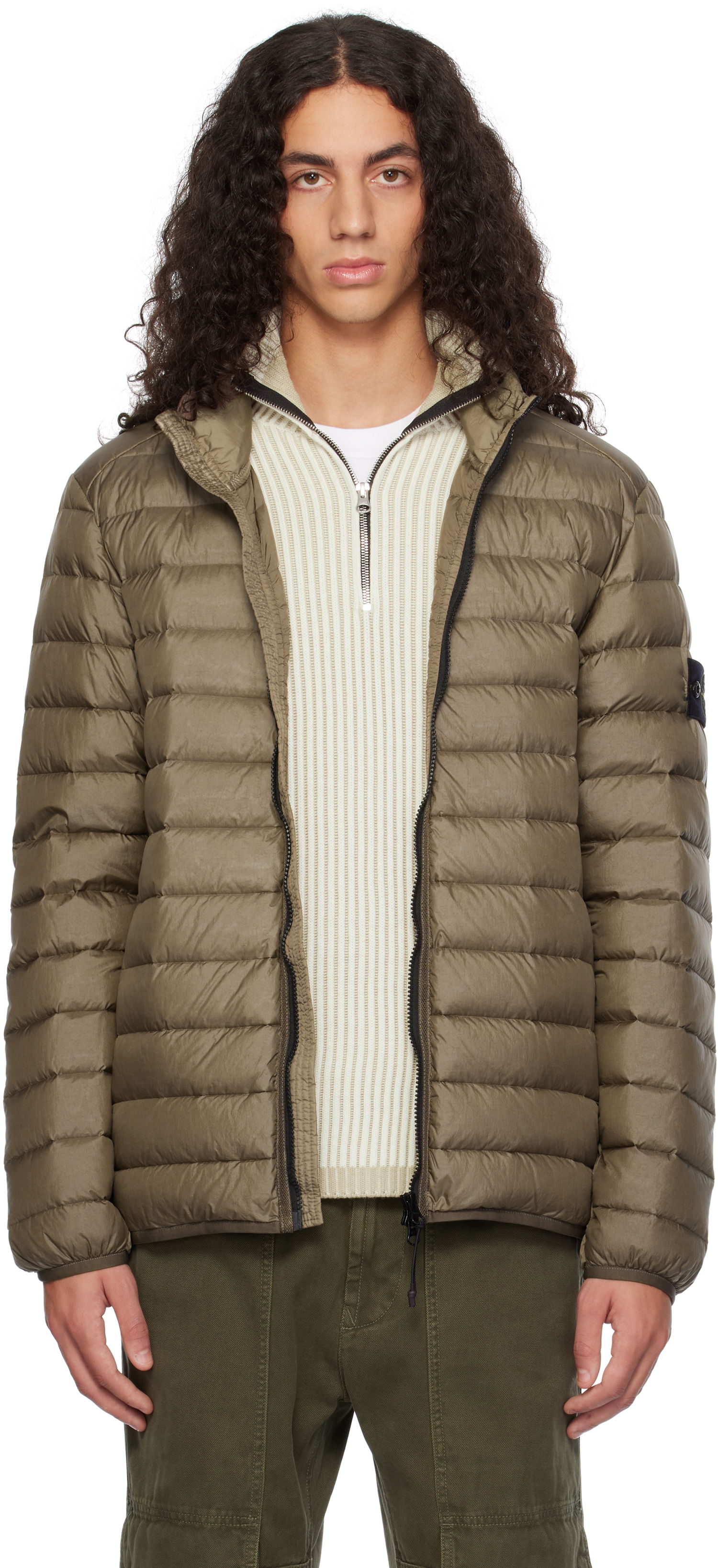 Puffer jakke Stone Island Loom Woven Chambers Down Jacket Brun | 811542924, 0
