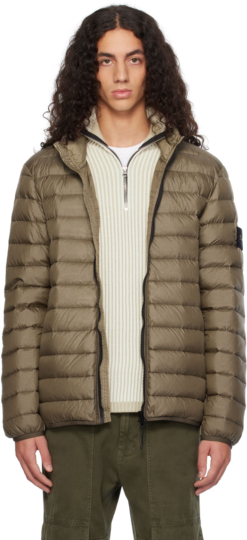 Puffer jakke Stone Island Loom Woven Chambers Down Jacket Brun | 811542924