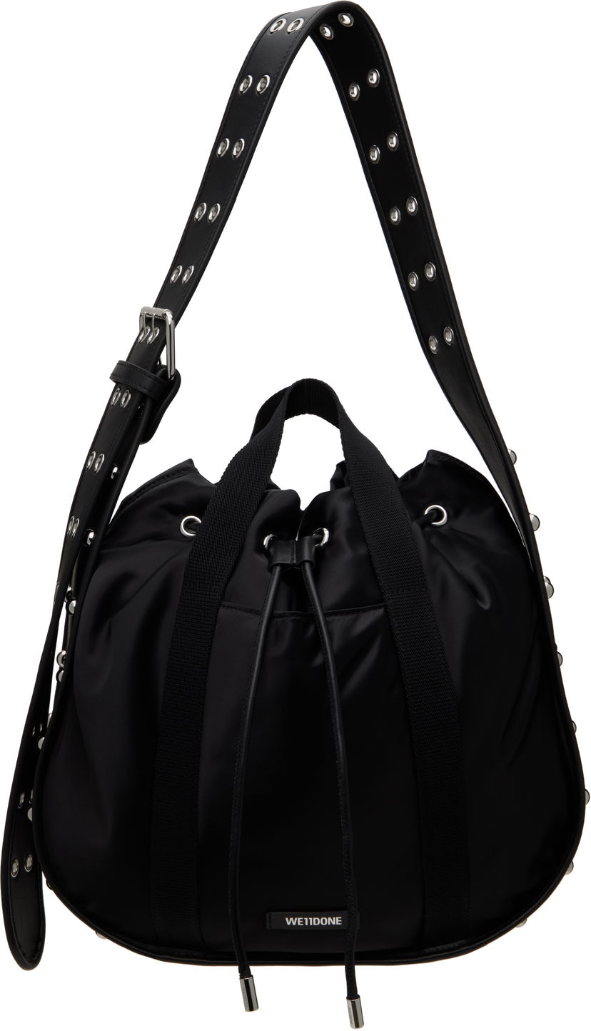 Håndtaske We11done We11done Belted Punk Drawstring Bag Sort | WD-AB0-25-482-U-BK