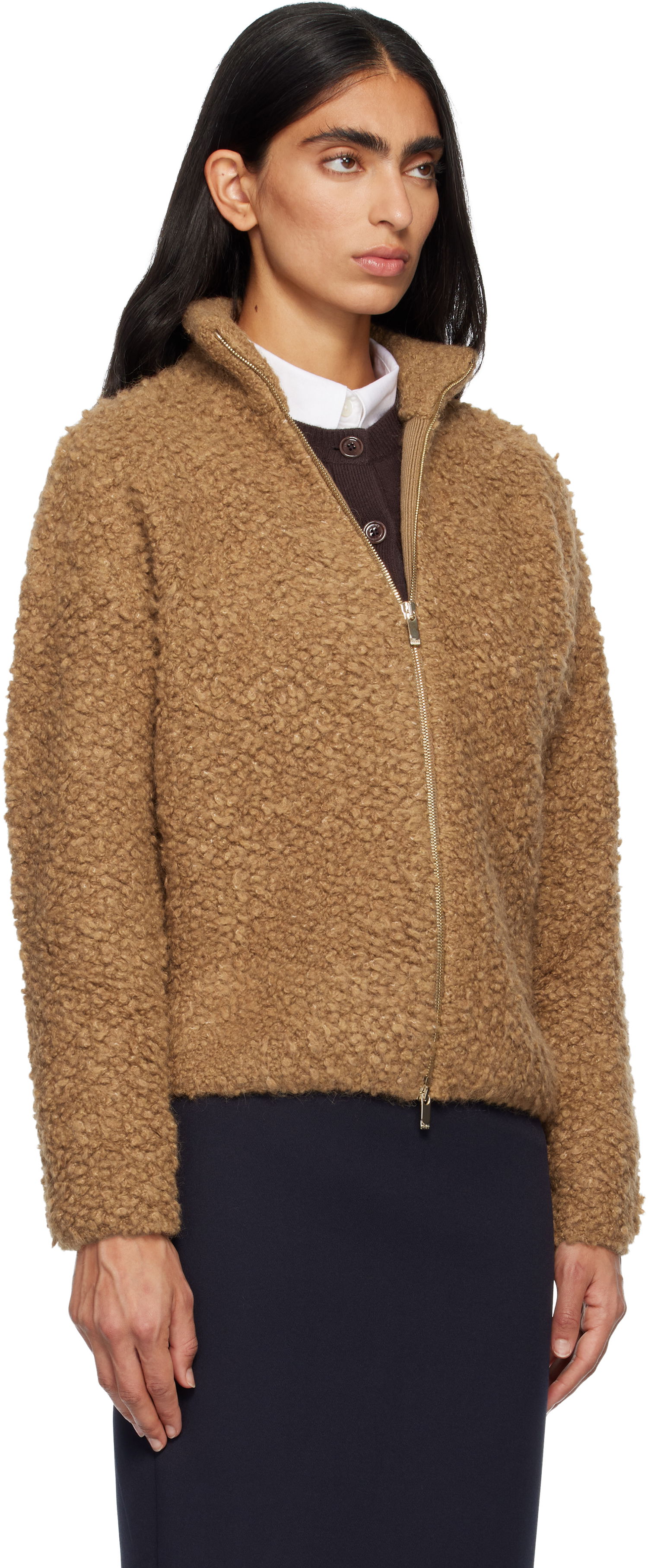 Sweater Max Mara Oggetti Teddy Full-Zip Cardigan Brun | 2526346062600, 1