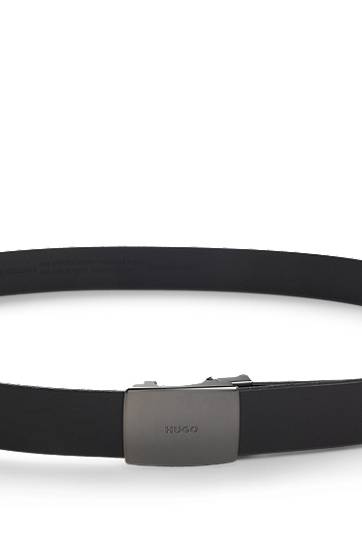 Bælter BOSS HUGO Leather Belt with Plaque Buckle Sort | 50553993, 1