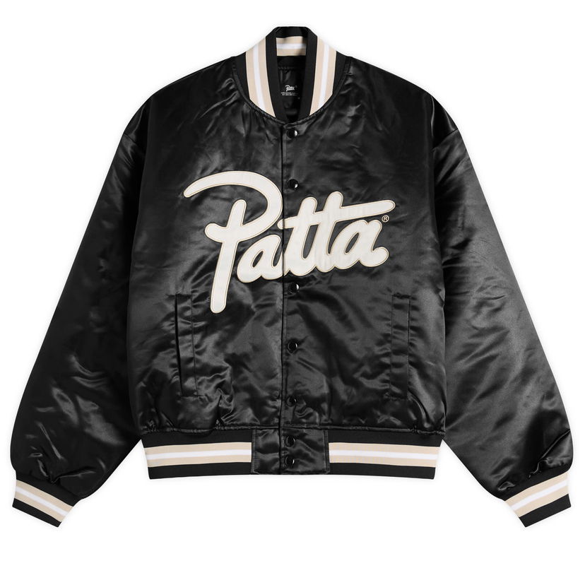 Bomberjakke Patta Patta Script Logo Satin Varsity Jacket, Size Small Sort | POC-AW25-5000-348-0016-001