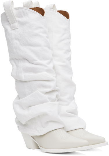 Tøj R13 R13 Mid Cowboy Denim Sleeve Boots Hvid | R13S0107-WHT, 3