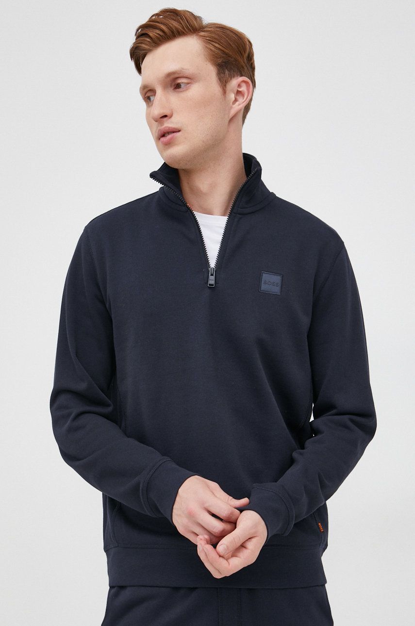 Sweatshirt BOSS Logo Patch Zip-Neck Sweatshirt Mørkeblå | 50468926, 0