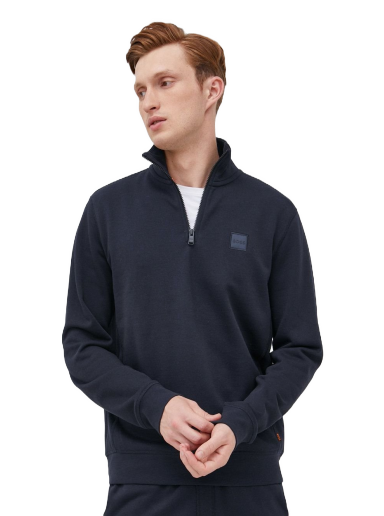 Sweatshirt BOSS Logo Patch Zip-Neck Sweatshirt Mørkeblå | 50468926