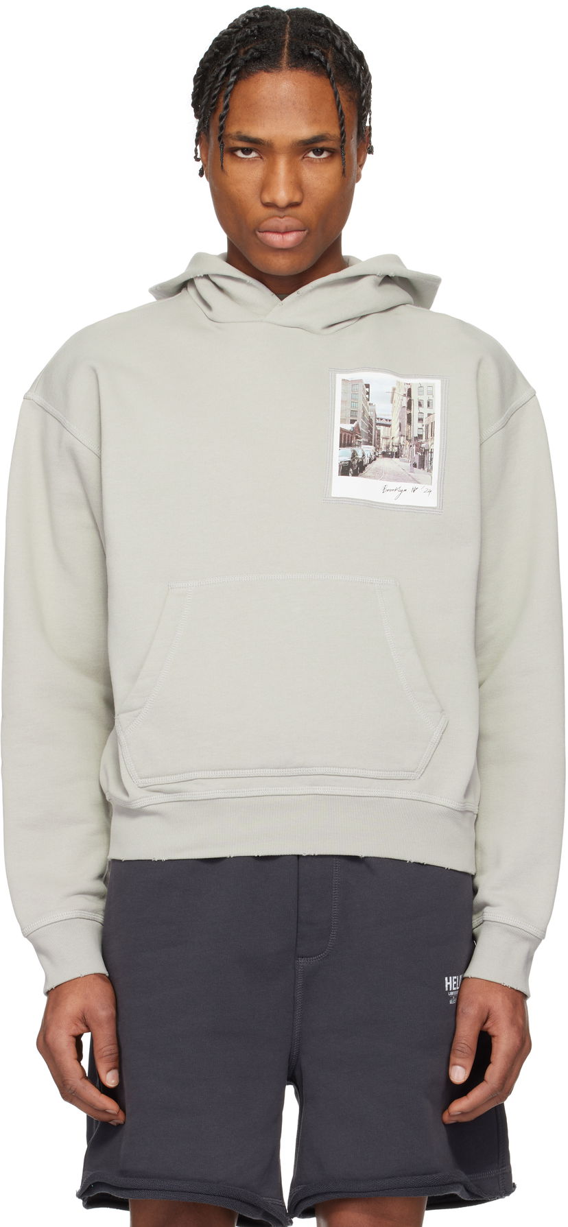 Sweatshirt Helmut Lang Helmut Lang Brooklyn Postcard Hoodie Grå | O10HM520