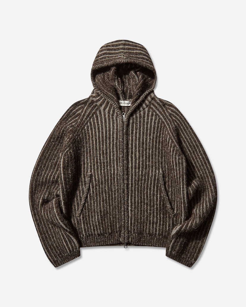 Sweater OUR LEGACY Level Hooded Full-Zip Striped Sweater Brun | M4253LV 001