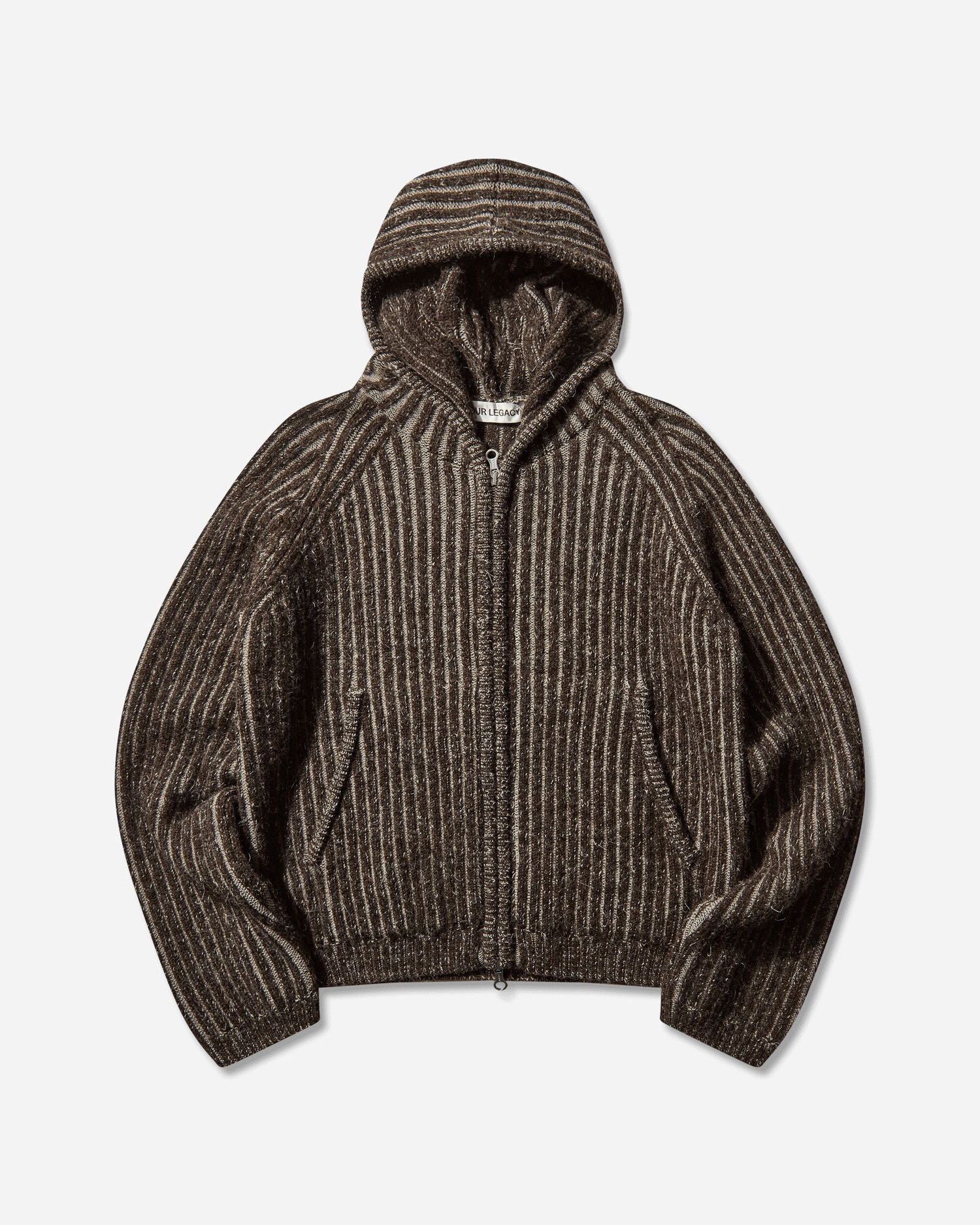 Sweater OUR LEGACY Level Hooded Full-Zip Striped Sweater Brun | M4253LV 001, 0
