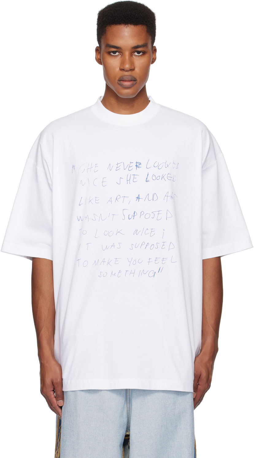 T-shirt VETEMENTS Oversized 'She Never Looked Nice' T-Shirt Hvid | UA66TR630W