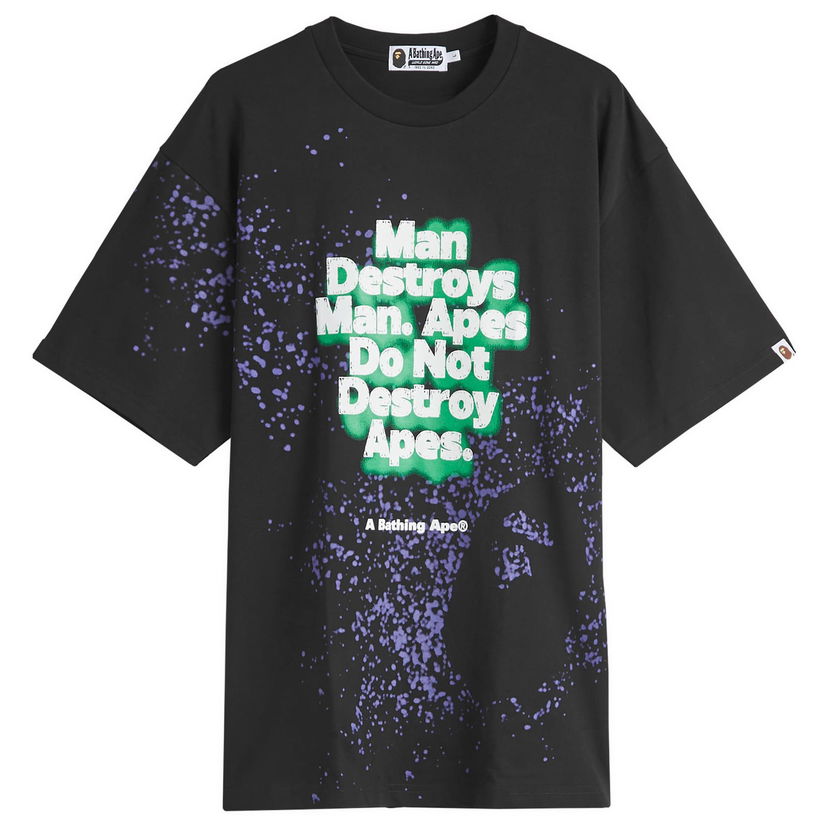 T-shirt BAPE Spray Print Slogan T-Shirt Sort | 001CSK801313M-BLK