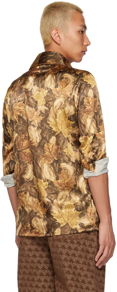Skjorte ERL ERL Printed Satin Shirt Brun | ERL05B004, 2