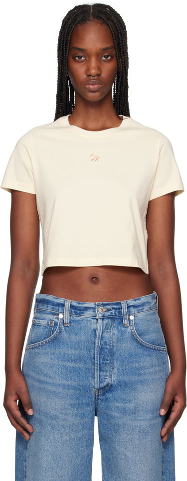 Crop top MAISON KITSUNÉ Maison Kitsuné Baby Fox Patch Cropped T-Shirt Beige | MW00105KJ0008, 0
