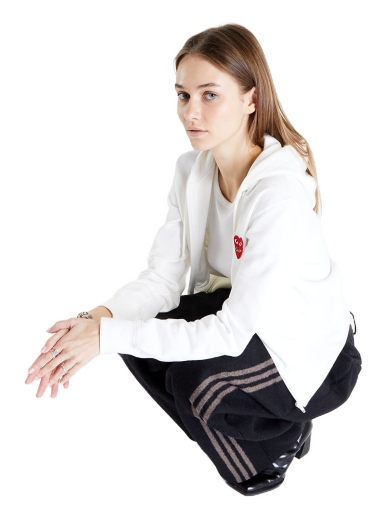 Sweatshirt Comme des Garçons Double Heart Zip Hoodie Hvid | AZT293 white