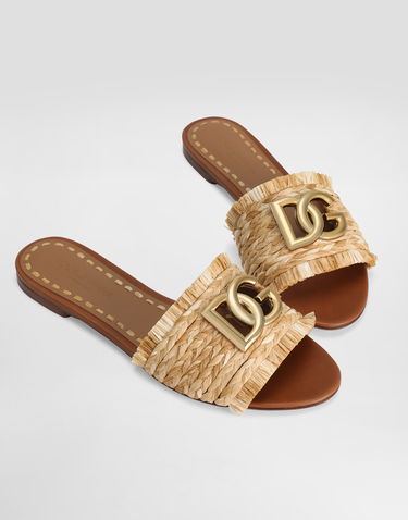 Tilbehør Dolce & Gabbana Dolce & Gabbana Rafia Braided Slippers Beige | CQ0646AN2178B218, 3