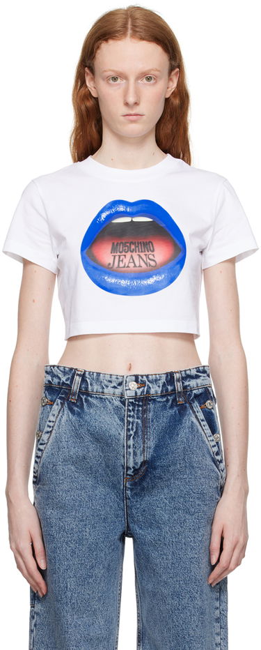 Crop top Moschino Moschino Jeans Graphic Crop T-Shirt Hvid | 1208 8262, 0