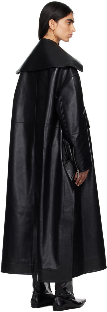 Trenchcoat Nanushka Nanushka Teca Regenerated Leather Trench Coat Sort | NW25RSOW14099, 2