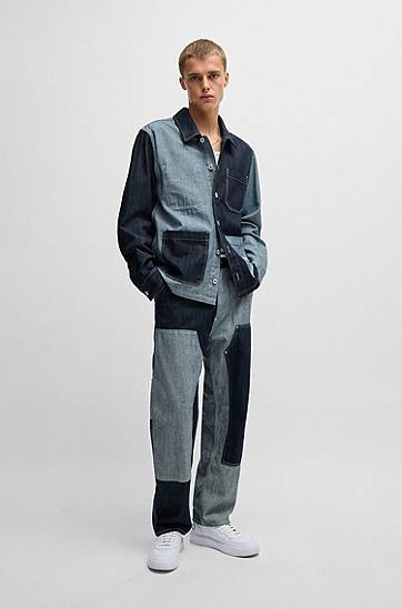Skjorte BOSS HUGO Relaxed Fit Mixed Denim Overshirt Flerfarvet | 50534188, 1