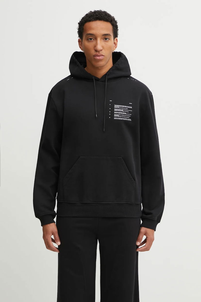 Sweatshirt HELIOT EMIL Cotton Printed Hoodie Sort | AW25.M.08.087.BLK01
