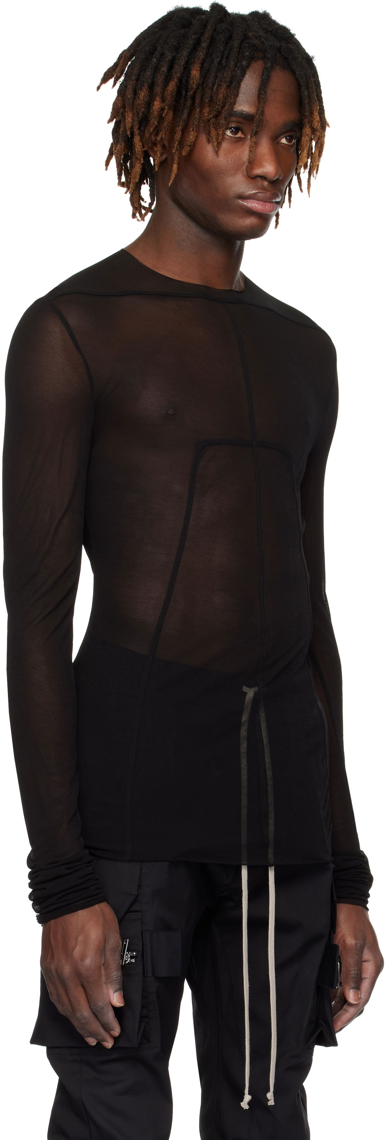T-shirt Rick Owens Rick Owens Hollywood Edfu Mesh T-Shirt Sort | RU01E5271 JCR, 1