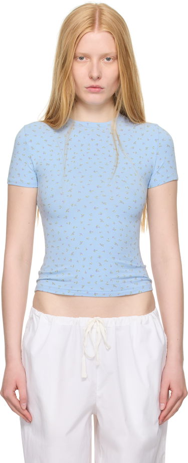 T-shirt SKIMS SKIMS Cotton Jersey T-Shirt with Floral Print Blå | SS-STT-9004W, 0