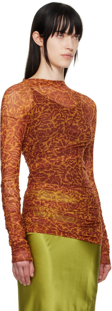 T-shirt Dries Van Noten Dries Van Noten Printed Long Sleeve T-shirt Orange | 251-011161-1619, 1