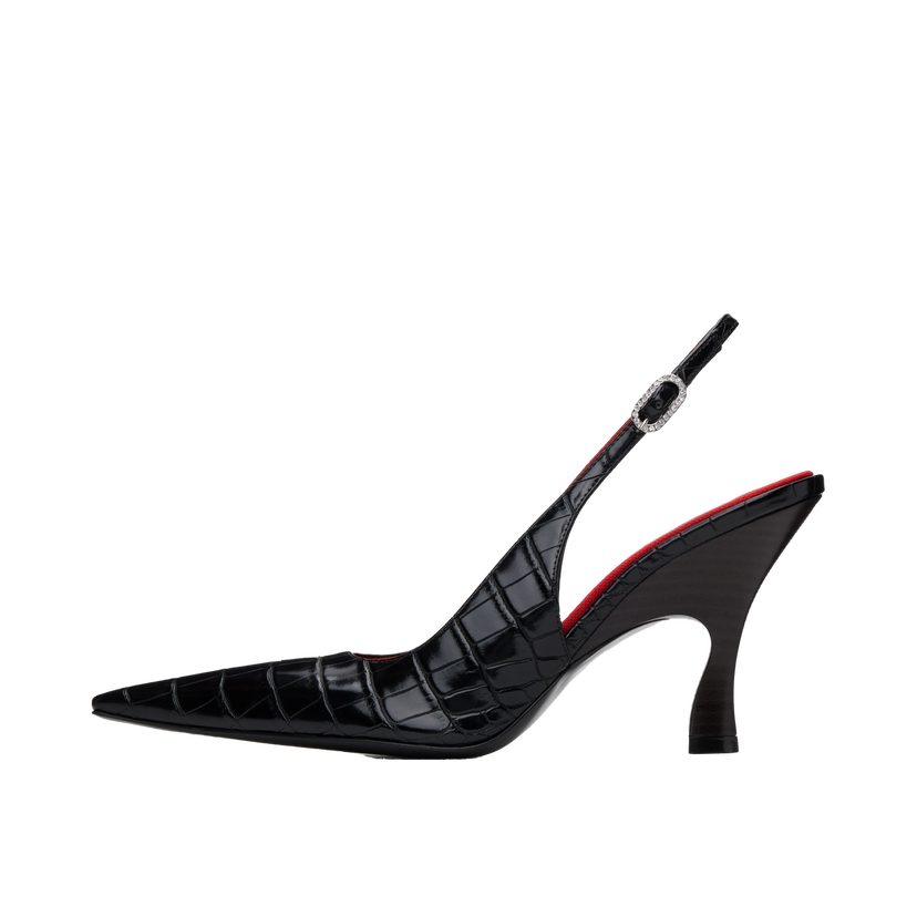 Sneakers og sko Stella McCartney Elsa Pointed Toe Slingback Heels Sort | 810524AP0AU0