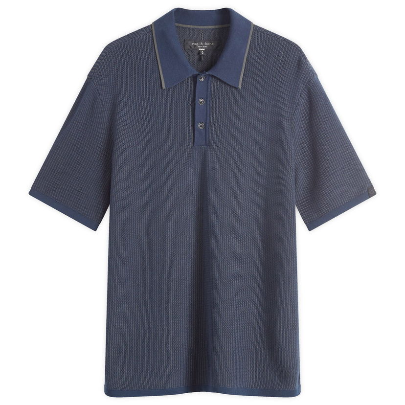 Polo skjorte rag & bone Harvey Knit Polo Blå | MBS24S017BC17