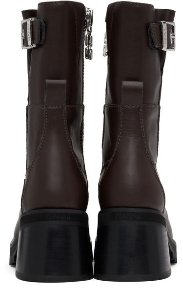 Tøj GANNI GANNI Feminine Buckle Platform Boots Brun | S2785, 1