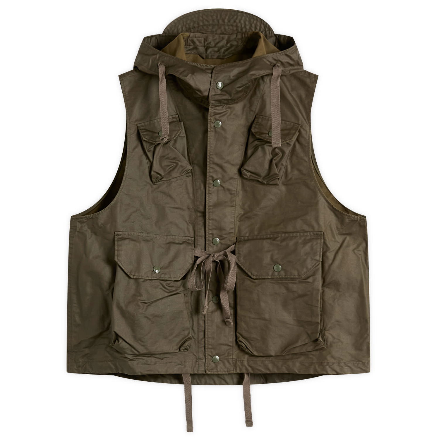 Vest Engineered Garments Waxed Cotton Field Vest Small Grøn | 25F1C004-BS007, 1