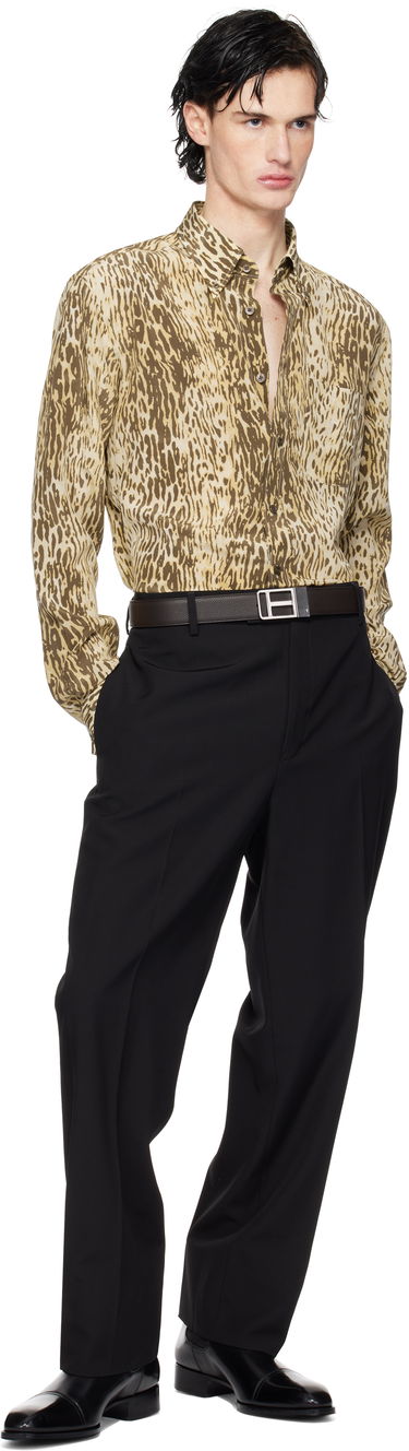 Skjorte Tom Ford 70's Animalier Print Fluid Fit Shirt Brun | HRO003-FMS045S25, 3