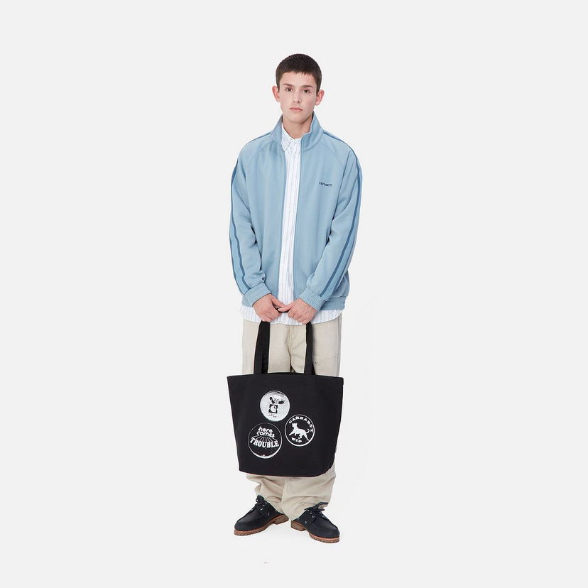 Mulepose Carhartt WIP Black Canvas Tote Bag with Graphic Pins Print Sort | I033975_5