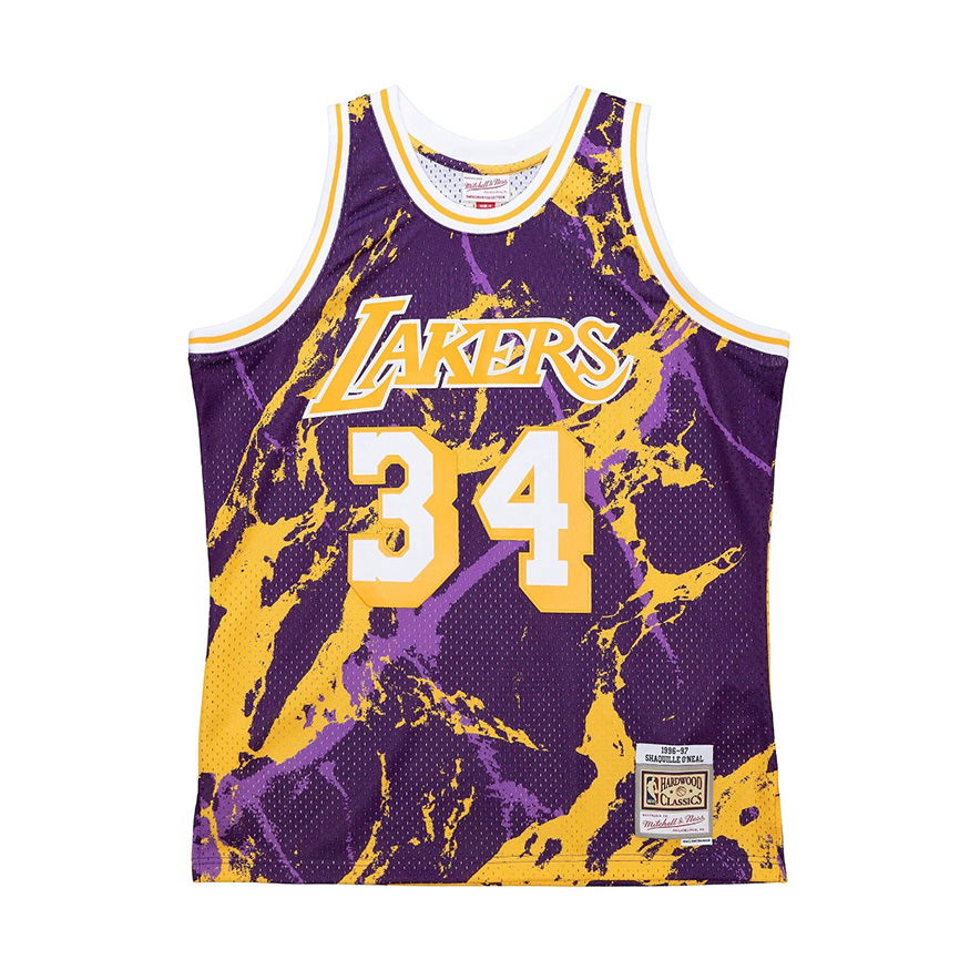 Jersey Mitchell & Ness NBA Los Angeles Lakers Shaquille O'Neal Team Marble Swingman Jersey Lilla | TFSM1278-LAL96SONPTPR, 0