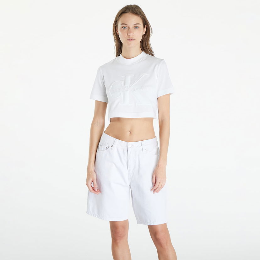T-shirt CALVIN KLEIN Premium Monologo Cropped T-Shirt White Hvid | J20J223362 YAF