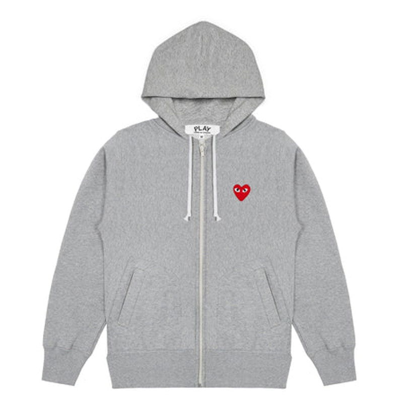 Sweatshirt Comme des Garçons Red Heart Zip Up Hoodie Grå | AZ-T168-051-1 / P1T168-1, 0