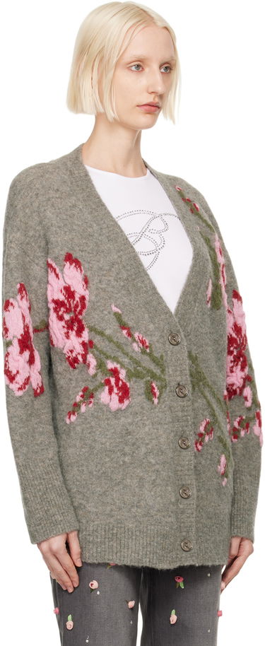 Sweater Blumarine Floral Embroidered Cardigan Grå | A422M489A, 1