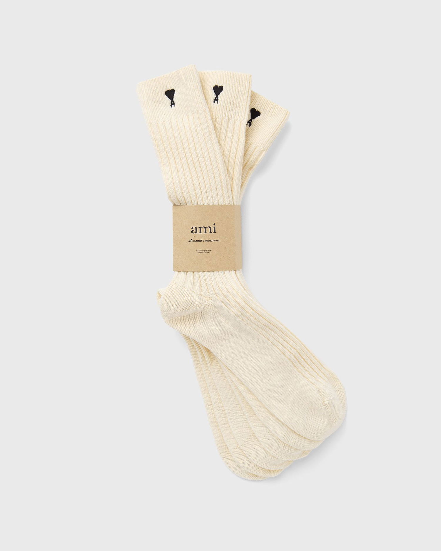 Sokker AMI AMI De Coeur Ribbed Socks 3-Pack Hvid | USC611.AK0007-150, 0