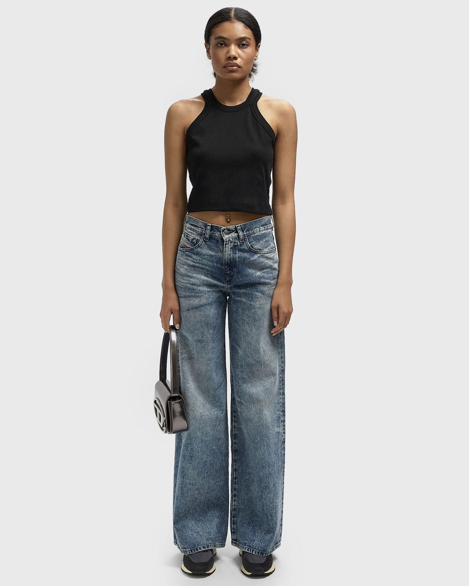 Jeans Diesel 1978 D-AKEMI-FSH Distressed Wide Leg Jeans Blå | A21499-007DA-01, 1