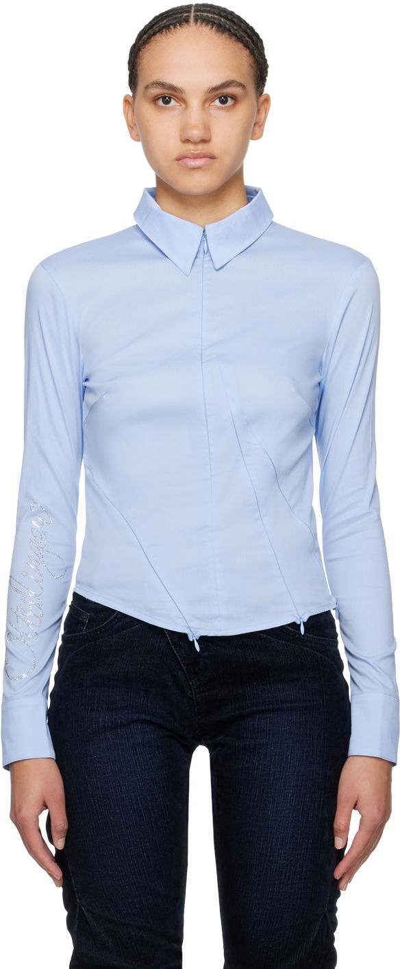 Skjorte Ottolinger Ottolinger Zip Fitted Shirt Blå | 1103004