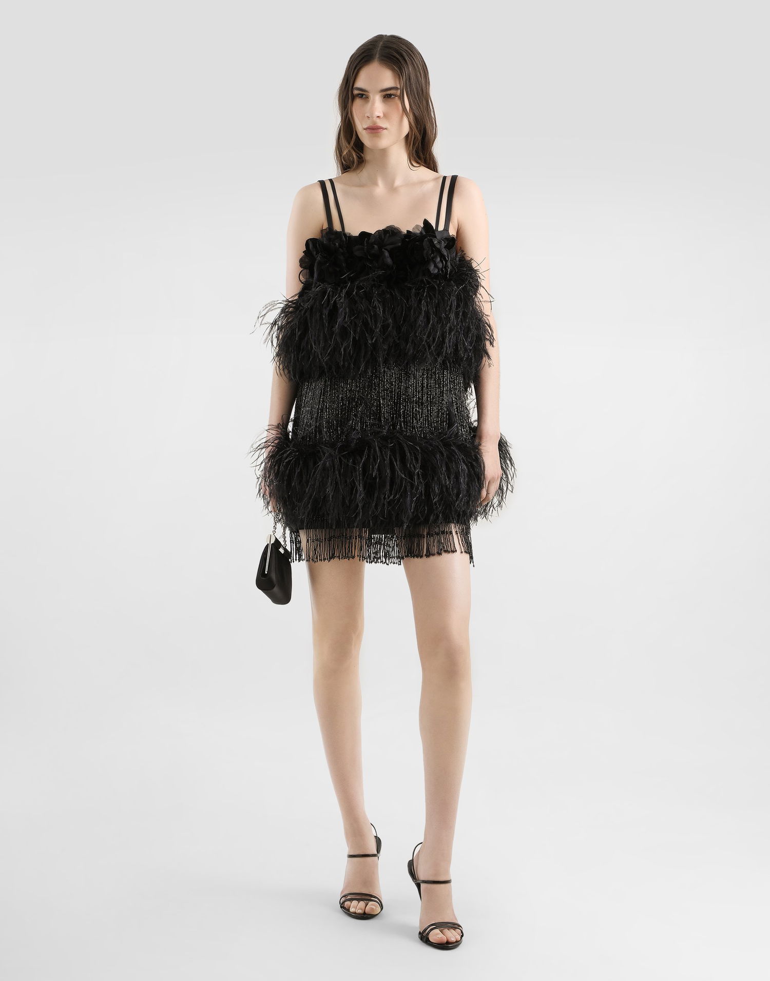 Tanktop Dolce & Gabbana Dolce & Gabbana Feather Embellished Satin Top Sort | F60FIZGDDI5N0000, 1