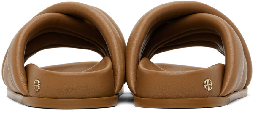 Sneakers og sko Anine Bing Lizzie Padded Leather Slides Brun | A-14-4028-230, 1