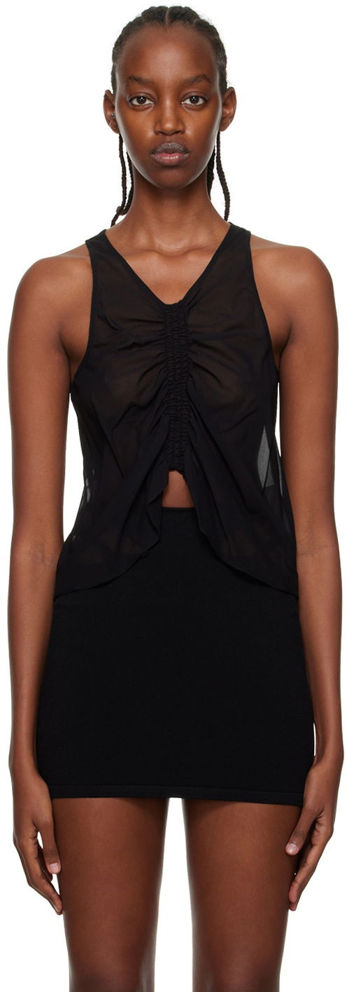 Tanktop Dion Lee Dion Lee Shirred Tank Top Sort | C3066P22