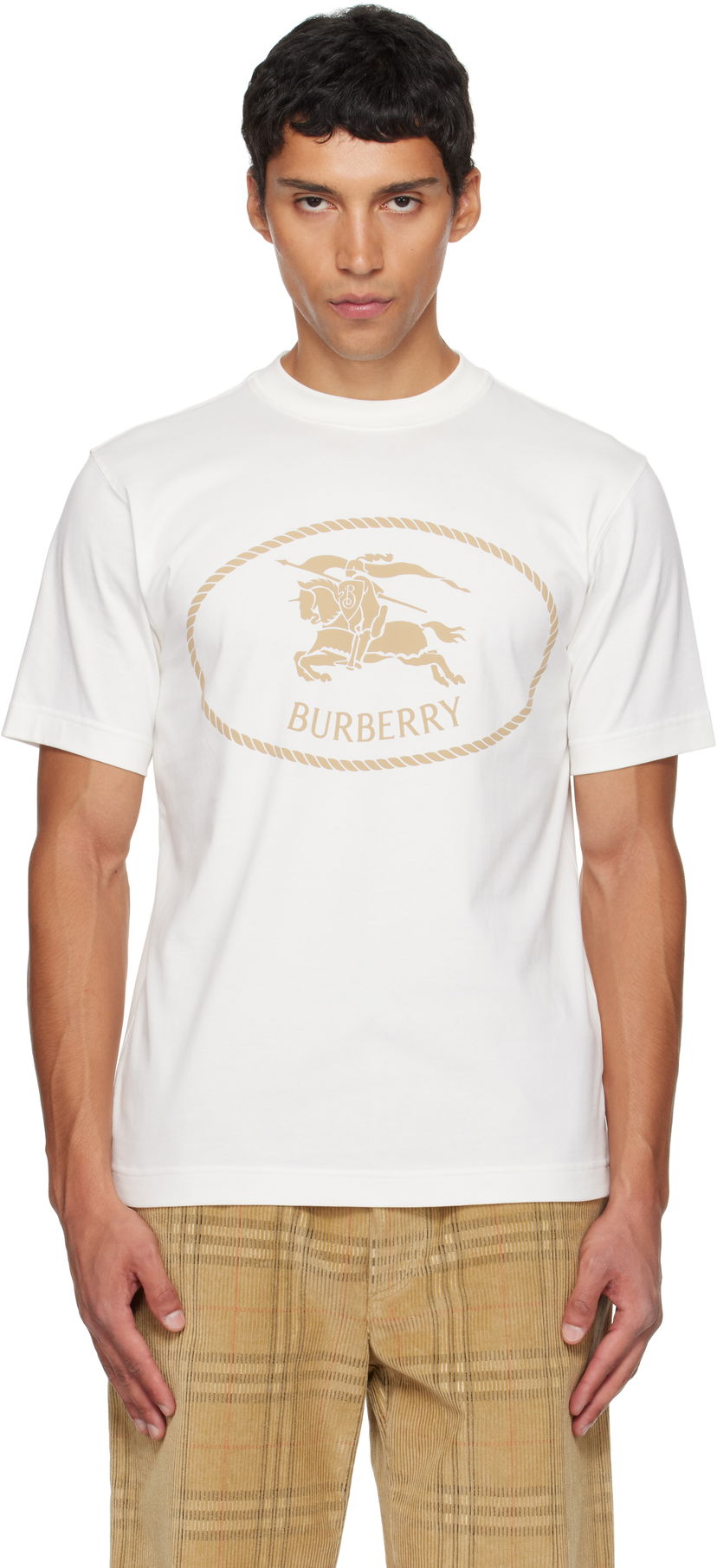 T-shirt Burberry Burberry Knight Stamp Cotton T-Shirt Hvid | 8110112